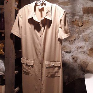 Talbots Shirtdress Size 12 25% linen pockets midi